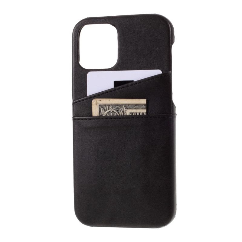 Hülle iPhone 12 / 12 Pro Schwarz Doppelter Kartenhalter