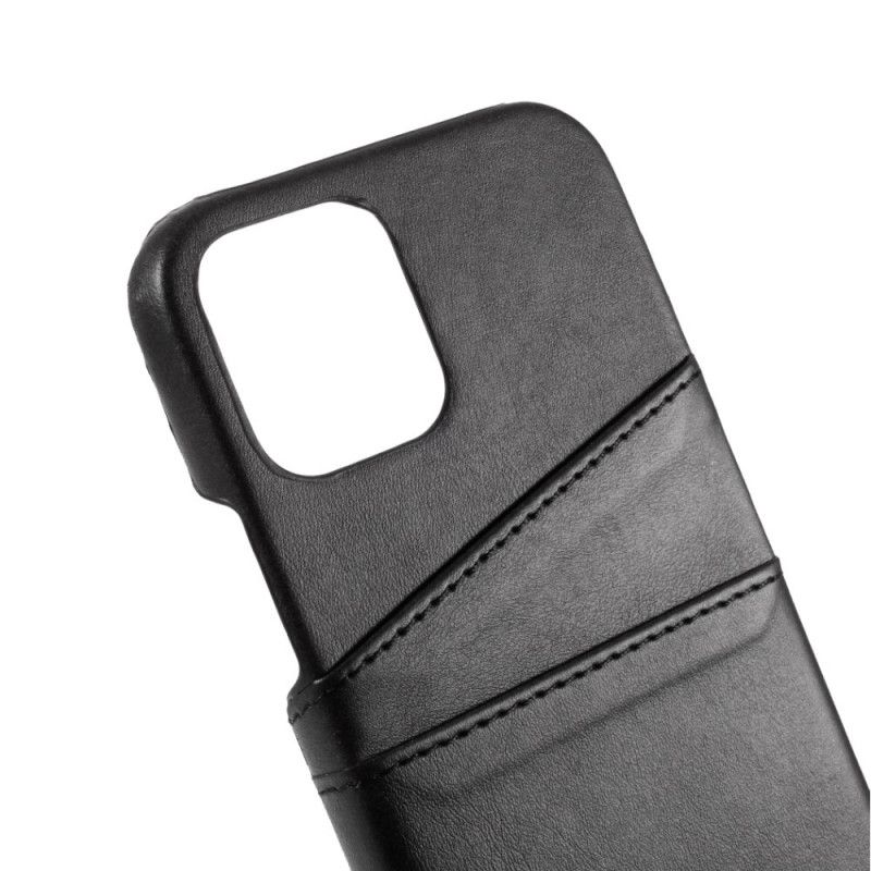 Hülle iPhone 12 / 12 Pro Schwarz Doppelter Kartenhalter