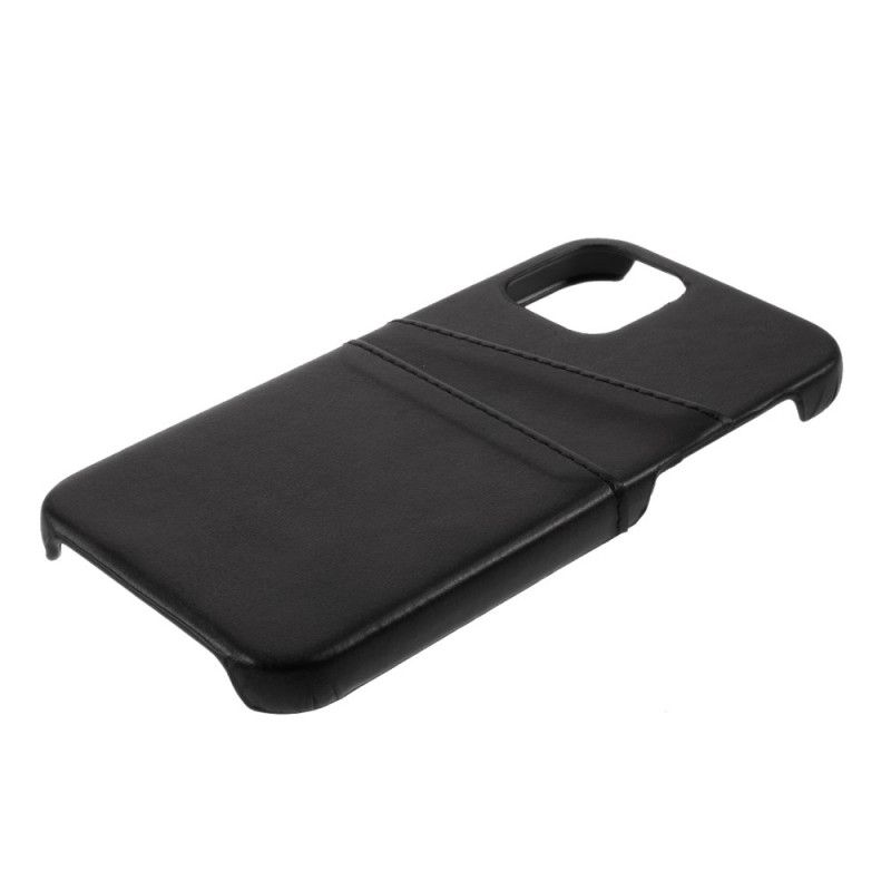 Hülle iPhone 12 / 12 Pro Schwarz Doppelter Kartenhalter