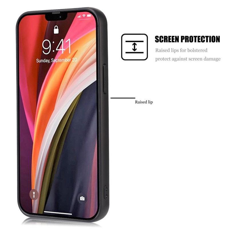 Hülle iPhone 12 / 12 Pro Schwarz Eleganter Ledereffekt