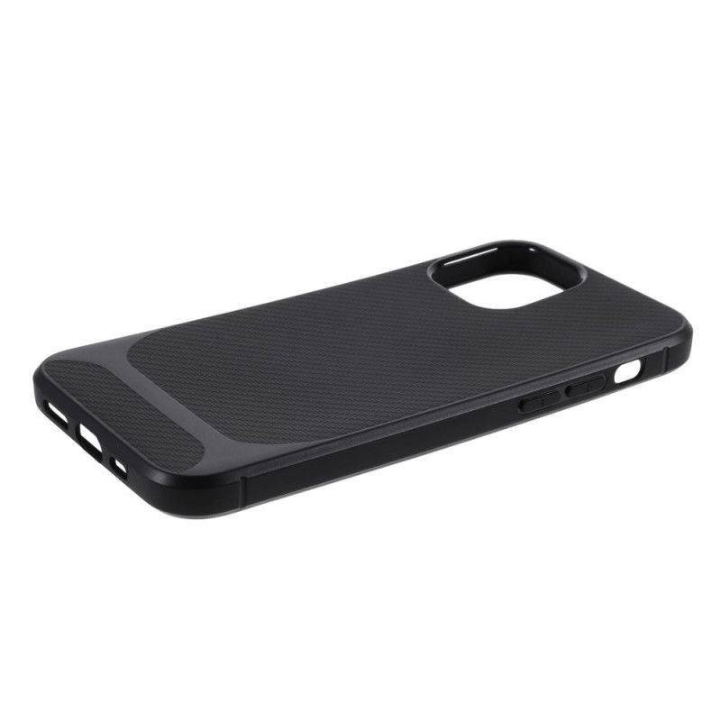 Hülle iPhone 12 / 12 Pro Schwarz Farbe Kohlefaser