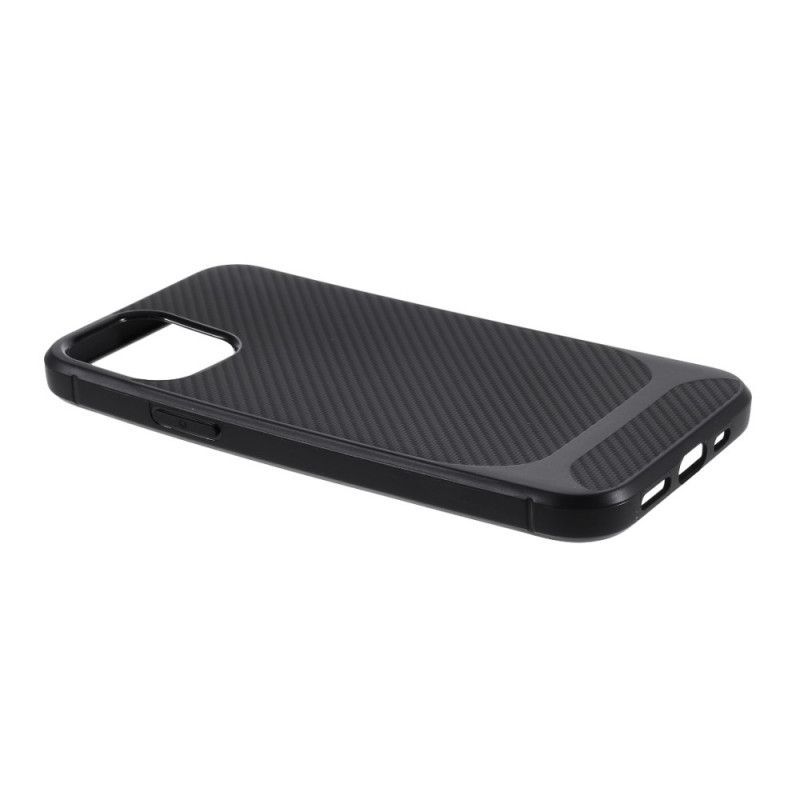 Hülle iPhone 12 / 12 Pro Schwarz Farbe Kohlefaser