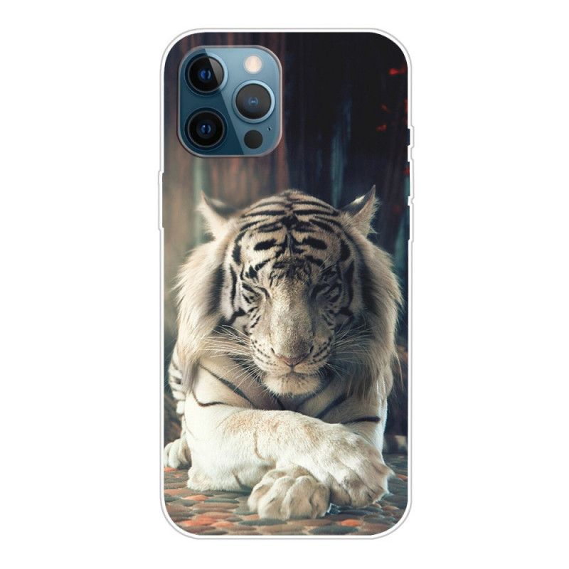 Hülle iPhone 12 / 12 Pro Schwarz Flexibler Tiger
