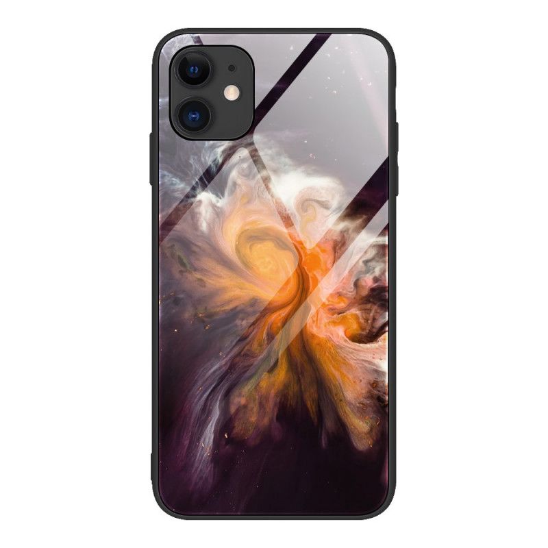 Hülle iPhone 12 / 12 Pro Schwarz Gehärtete Glasfarben