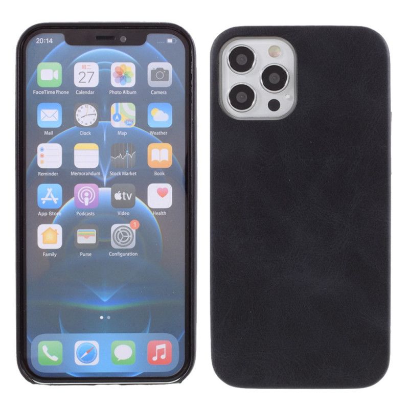 Hülle iPhone 12 / 12 Pro Schwarz Handyhülle Lederstil