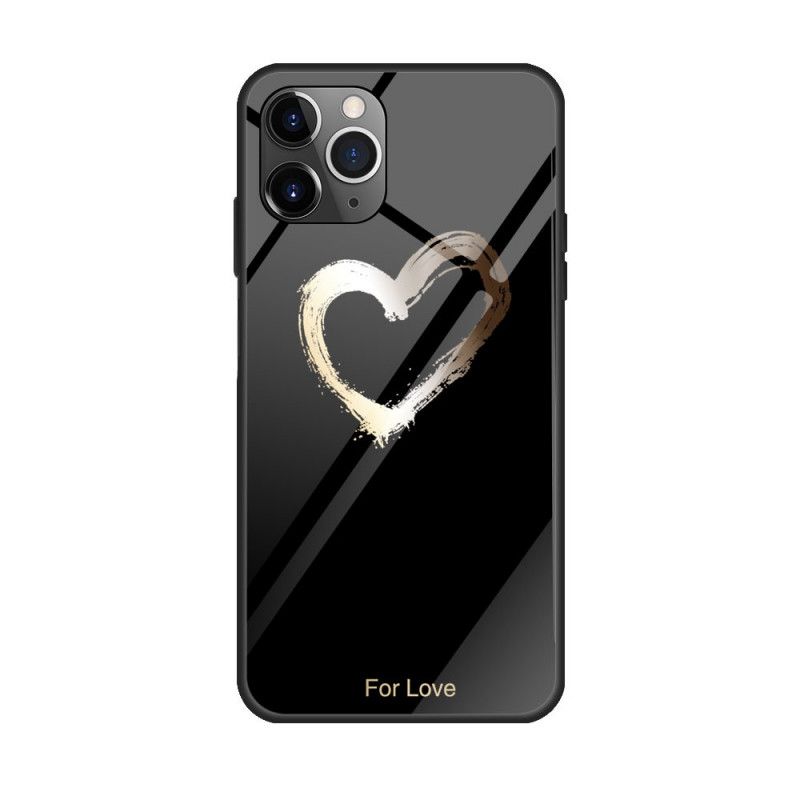 Hülle iPhone 12 / 12 Pro Schwarz Herz Für Die Liebe