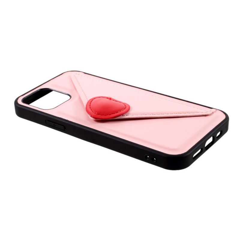 Hülle iPhone 12 / 12 Pro Schwarz Herzkartenhalter