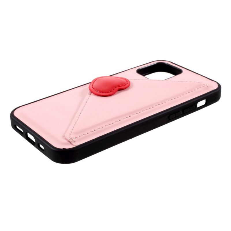 Hülle iPhone 12 / 12 Pro Schwarz Herzkartenhalter