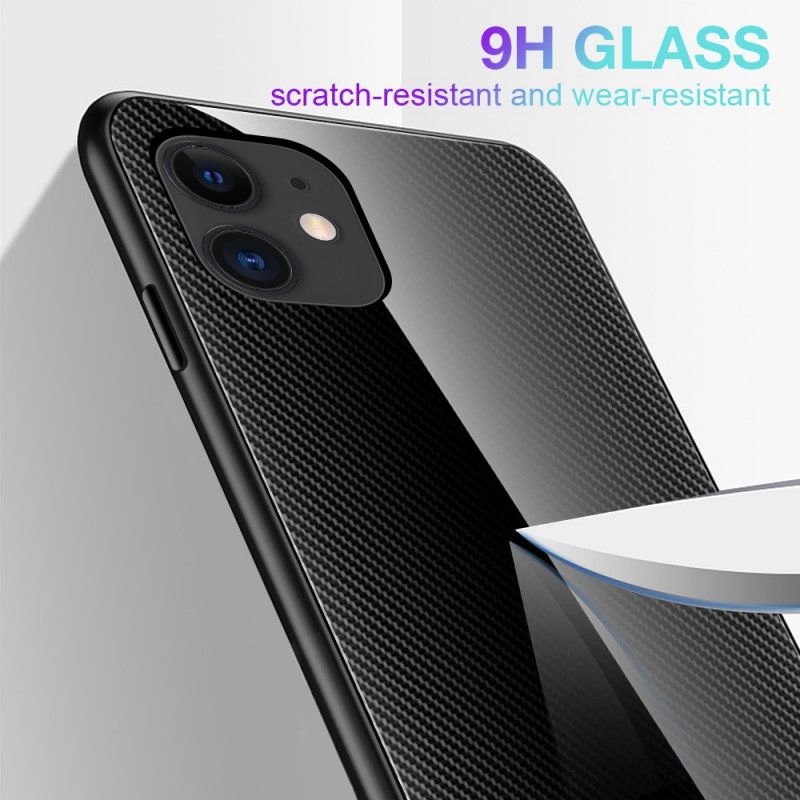 Hülle iPhone 12 / 12 Pro Schwarz Klassisches Gehärtetes Kohlefaserglas