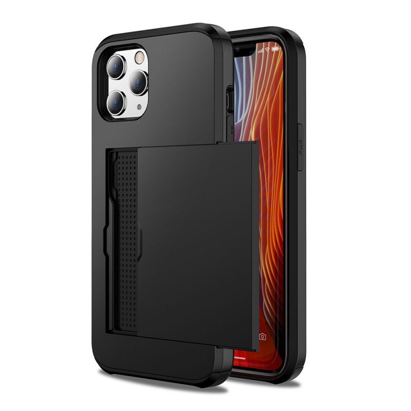 Hülle iPhone 12 / 12 Pro Schwarz Starrer Kartenhalter