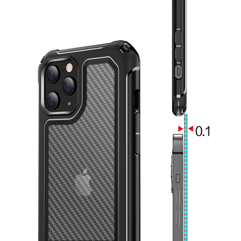 Hülle iPhone 12 / 12 Pro Schwarz Transparente Kohlefasertextur