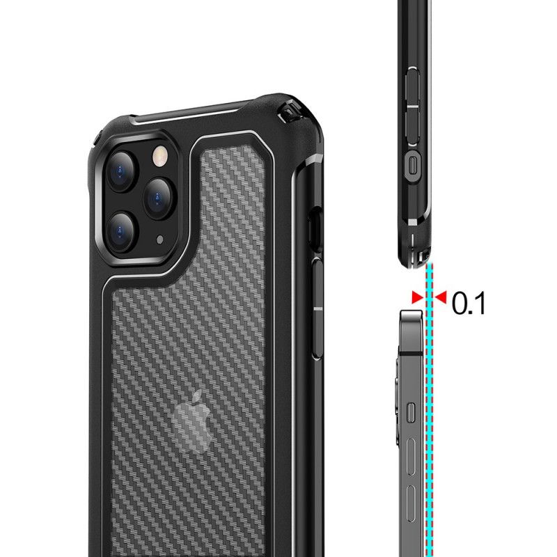 Hülle iPhone 12 / 12 Pro Schwarz Transparente Kohlefasertextur