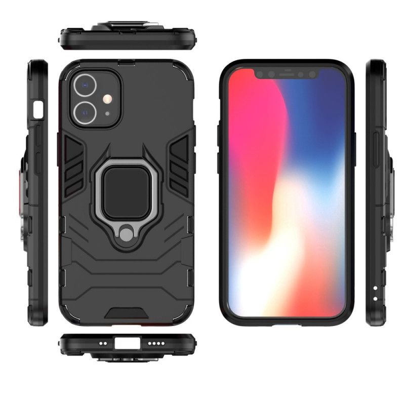Hülle iPhone 12 / 12 Pro Schwarz Widerstandsfähiger Ring