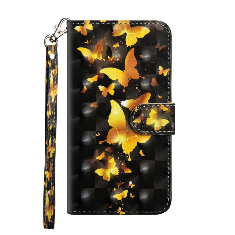 Lederhüllen iPhone 12 / 12 Pro Hellfleckige Gelbe Schmetterlinge