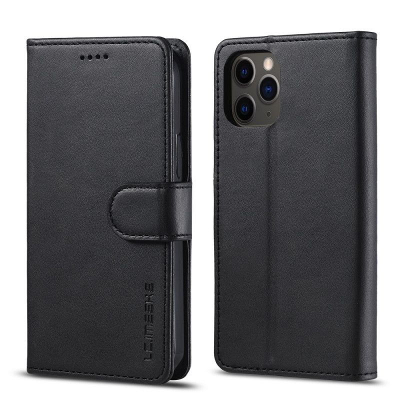 Lederhüllen iPhone 12 / 12 Pro Schwarz Handyhülle Lc.Imeeke Ledereffekt