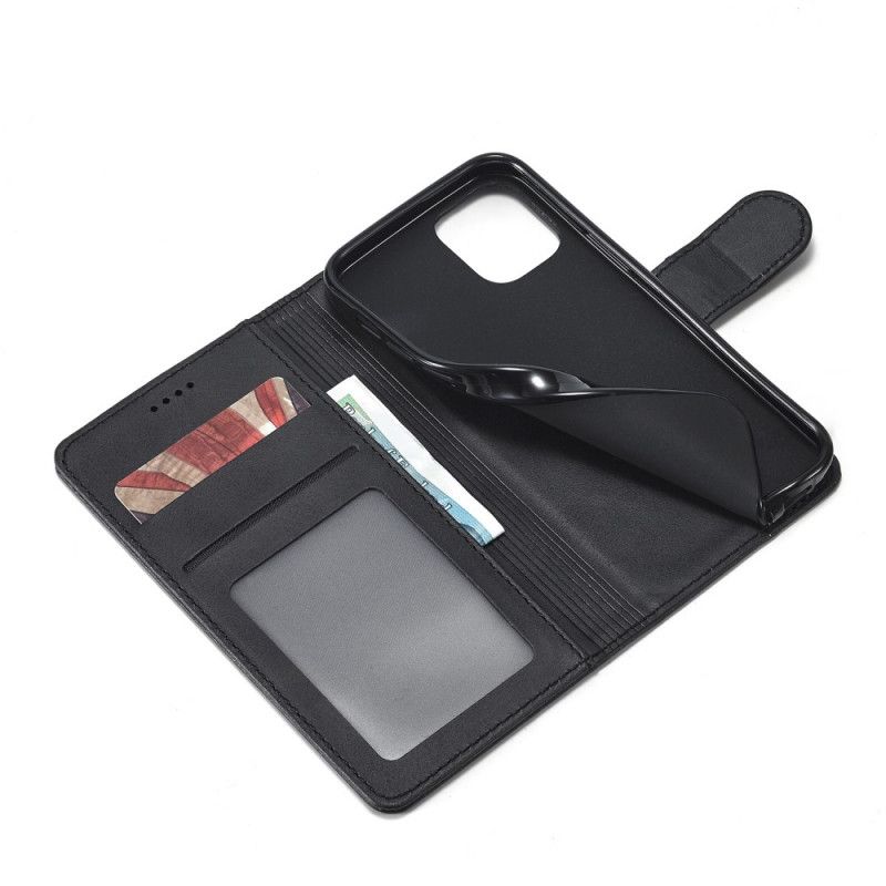Lederhüllen iPhone 12 / 12 Pro Schwarz Handyhülle Lc.Imeeke Ledereffekt