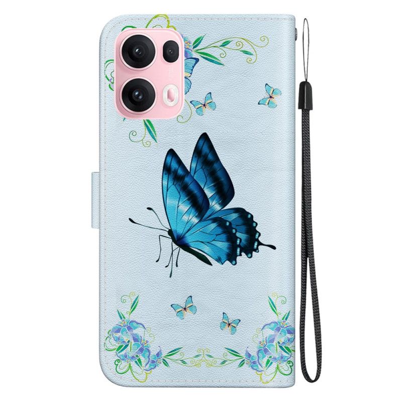 Lederhüllen Oppo Reno 13 Pro 5g Blaue Schmetterlinge Und Blüten
