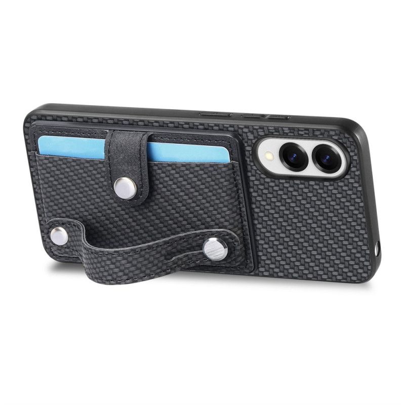 Hülle Für Samsung Galaxy S25 5g Edge Carbonfaser-case Mit Kartenhalter Und Tragegurt