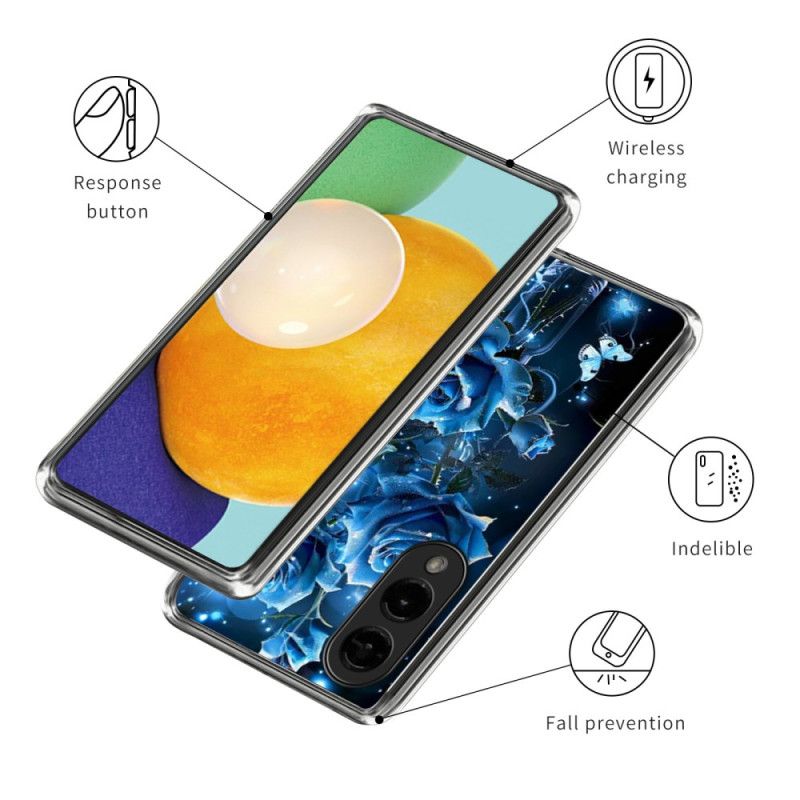 Hülle Samsung Galaxy S25 5g Edge Handyhülle Blaues Rosenmuster