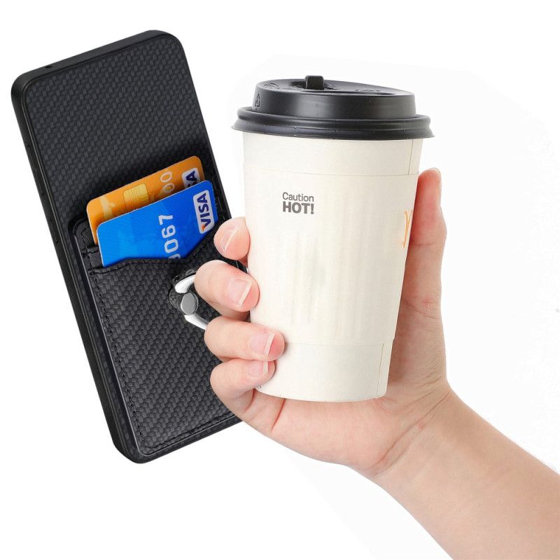 Hülle Samsung Galaxy S25 5g Edge Kohlefaser Mit Kartenhalter Und Ringständer