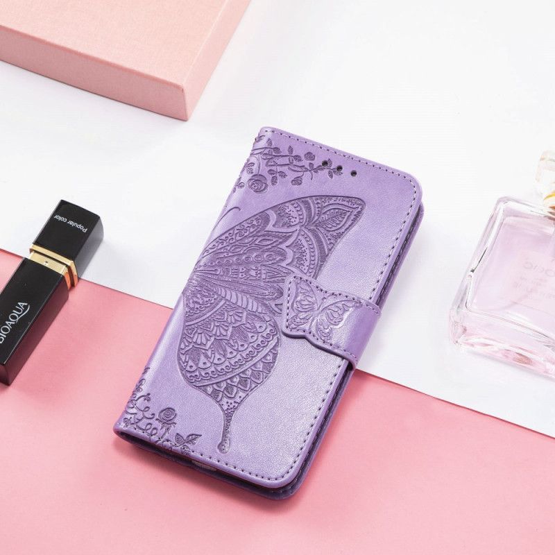 Lederhüllen Samsung Galaxy S25 5g Edge Barocker Schmetterling Mit Handschlaufe