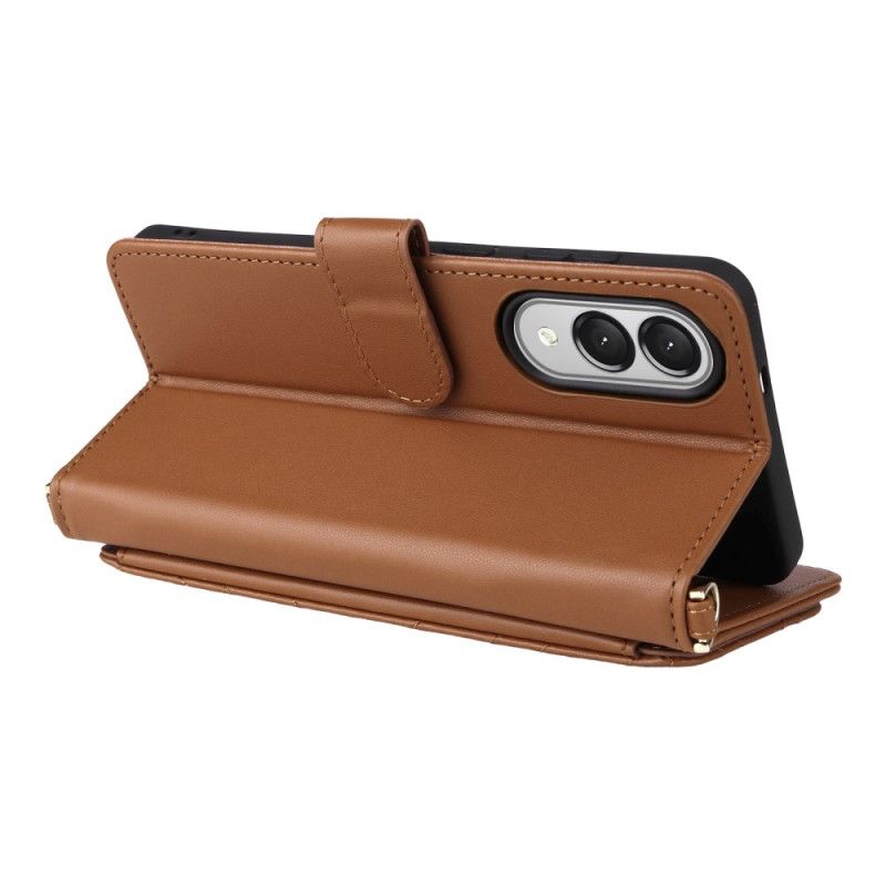 Lederhüllen Samsung Galaxy S25 5g Edge Gesteppt Mit Riemen Und Schulterriemen