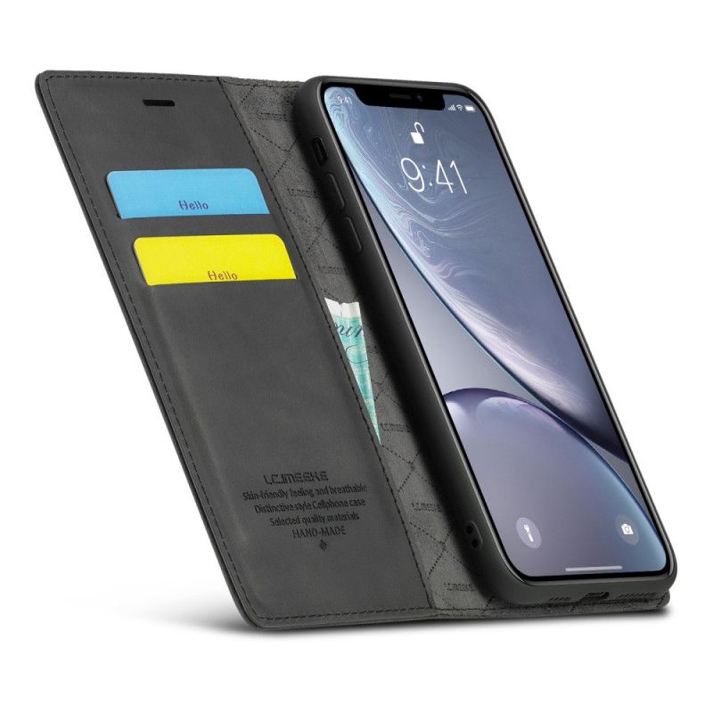 Flip Case Für iPhone XR Schwarz Lc.Imeeke Ledereffekt