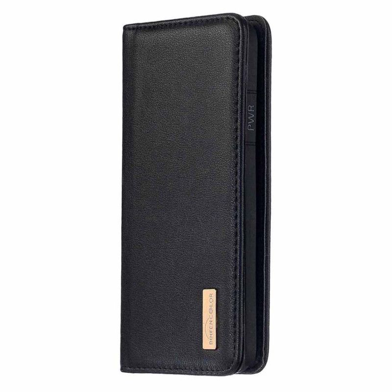 Flip Case iPhone XR Schwarz Abnehmbare Schale Aus Echtem Leder