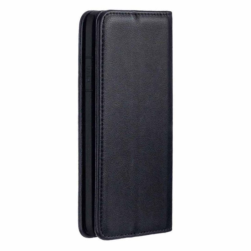 Flip Case iPhone XR Schwarz Abnehmbare Schale Aus Echtem Leder