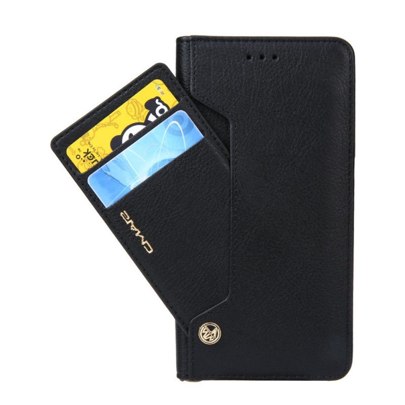 Flip Case iPhone XR Schwarz Handyhülle Cmai2 Multi-Card-Ledereffekt