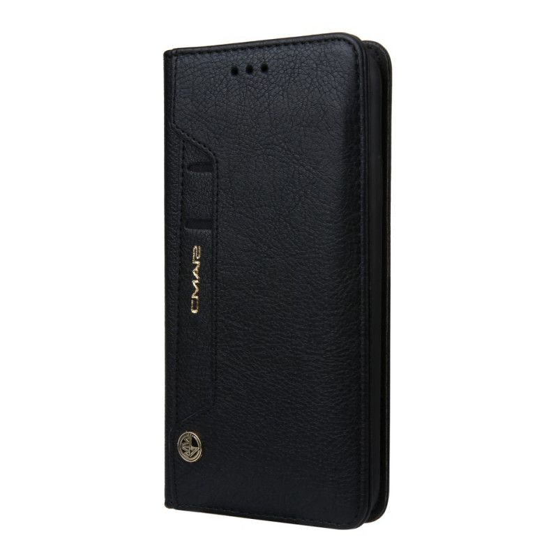 Flip Case iPhone XR Schwarz Handyhülle Cmai2 Multi-Card-Ledereffekt