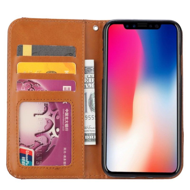 Flip Case iPhone XR Schwarz Kartenhalter Aus Kunstleder