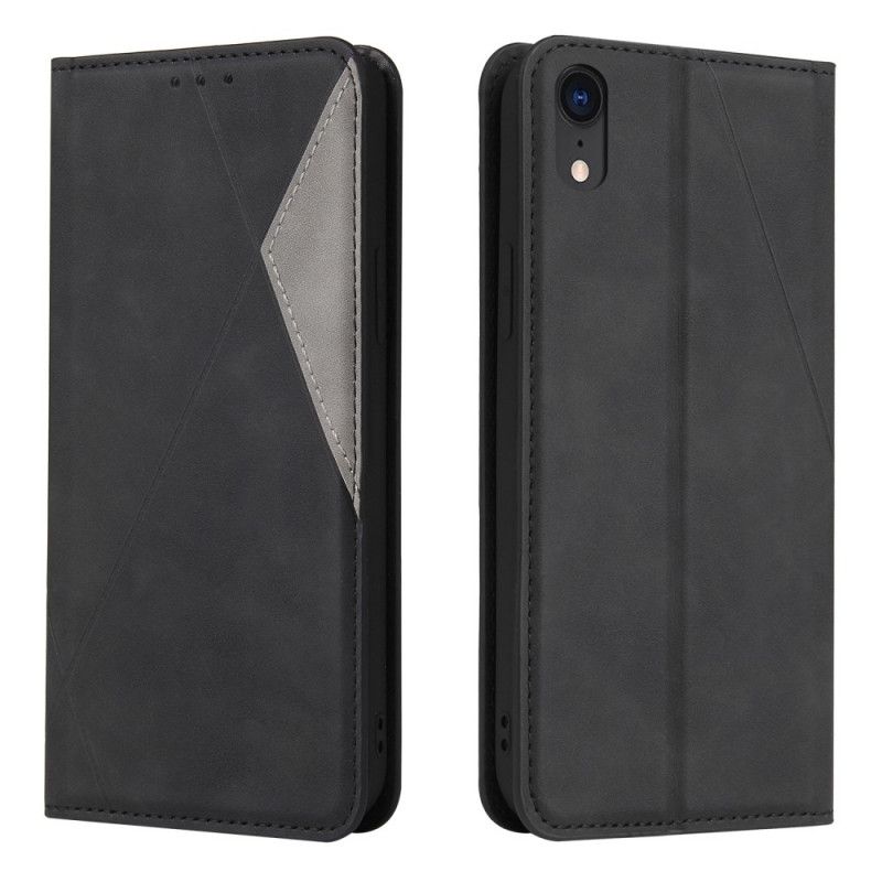 Flip Case iPhone XR Schwarz Seidiges Berührungsdreieck