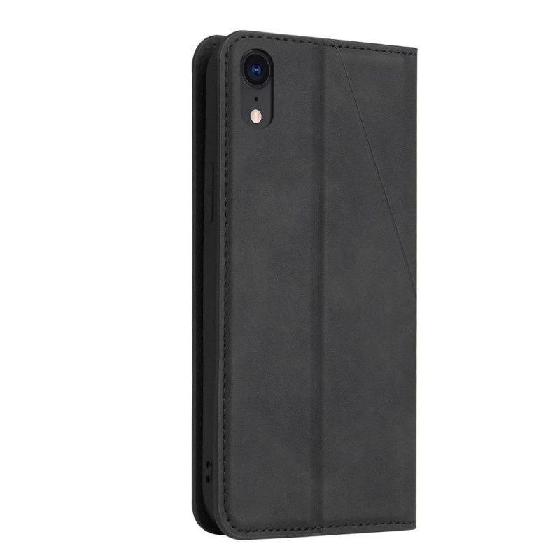 Flip Case iPhone XR Schwarz Seidiges Berührungsdreieck