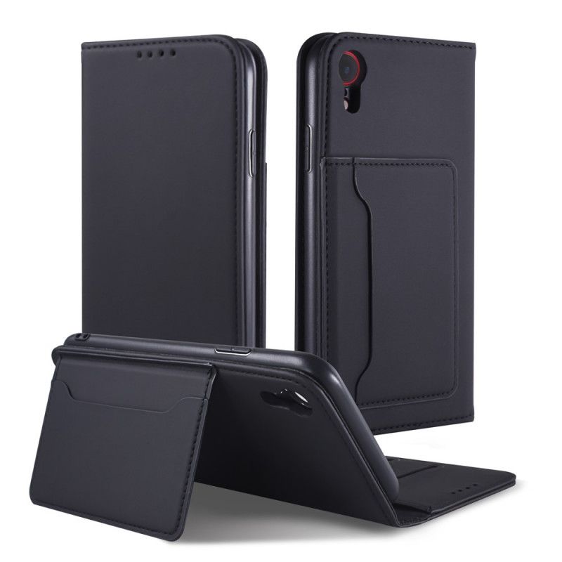 Flip Case iPhone XR Schwarz Stützkartenhalter