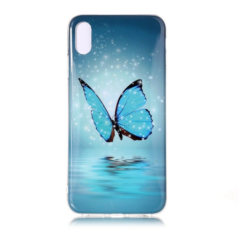 Hülle Für iPhone XR Fluoreszierender Blauer Schmetterling