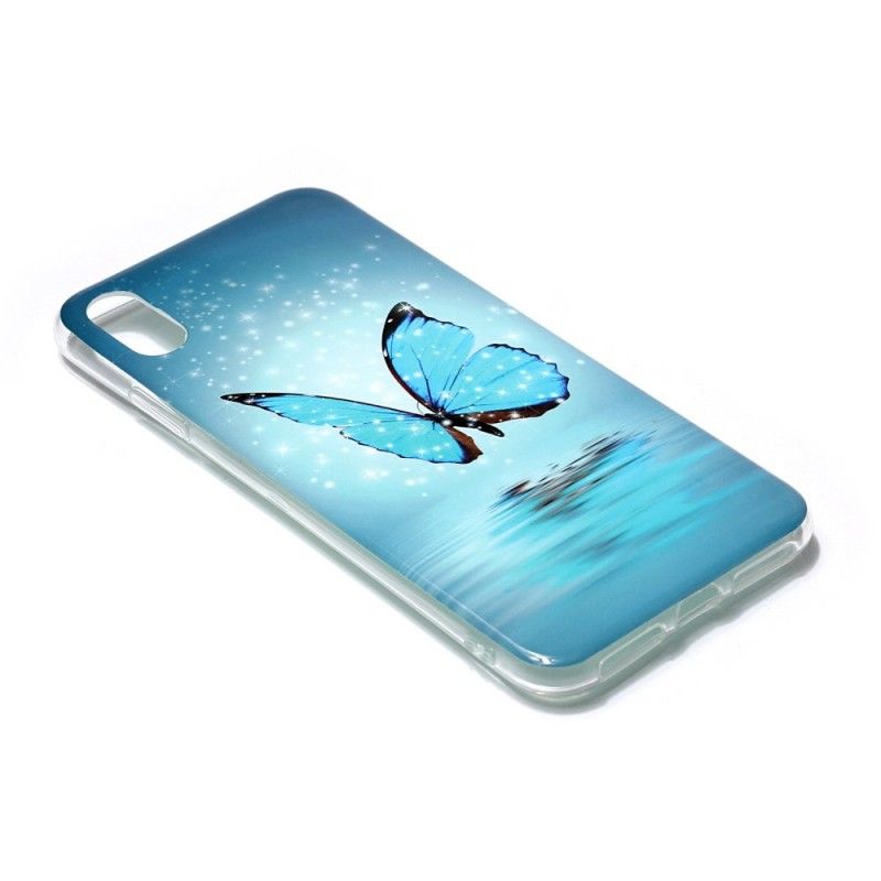 Hülle Für iPhone XR Fluoreszierender Blauer Schmetterling