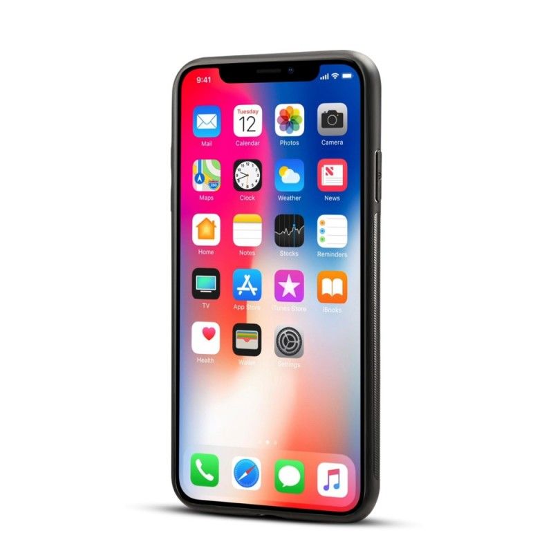 Hülle Für iPhone XR Schwarz Kartenhalter Aus Kunstleder