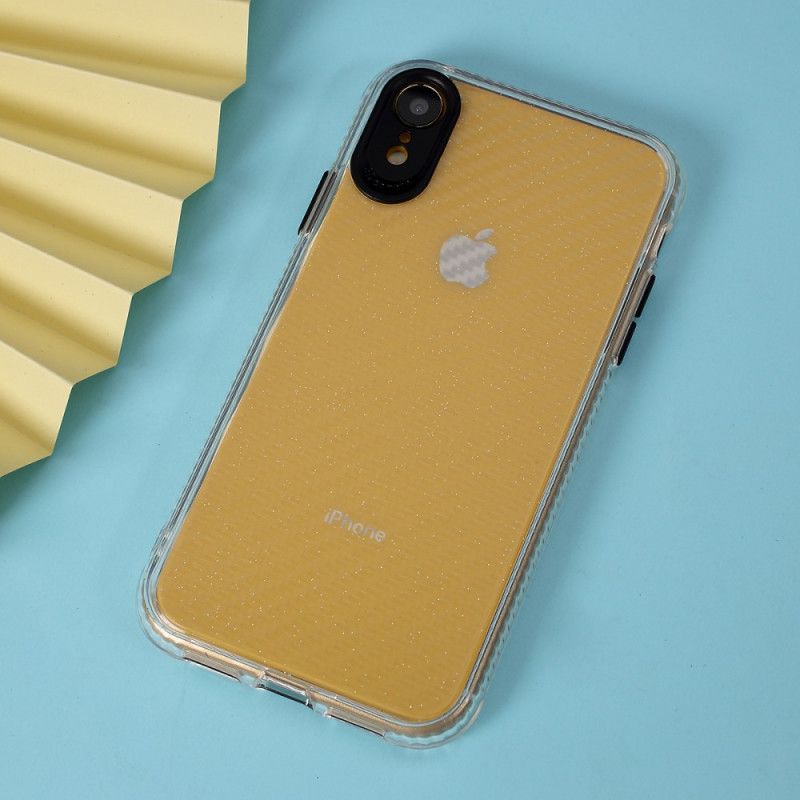 Hülle Für iPhone XR Schwarz Transparente Kohlefasertextur