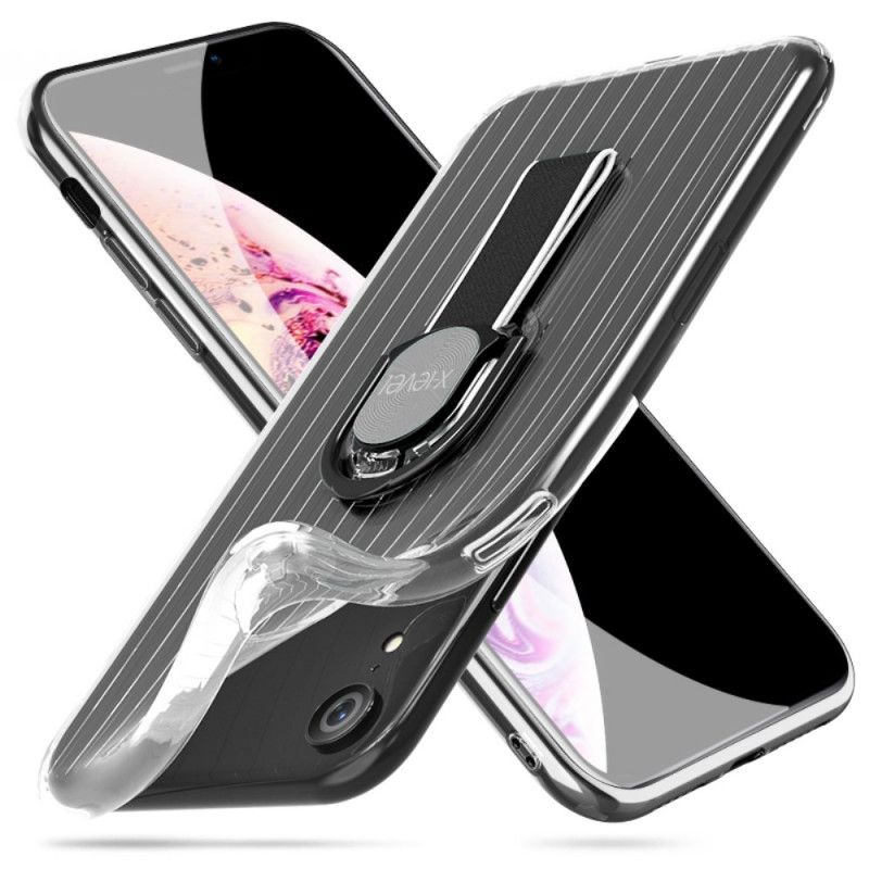 Hülle Für iPhone XR Schwarz Transparenter Ringträger