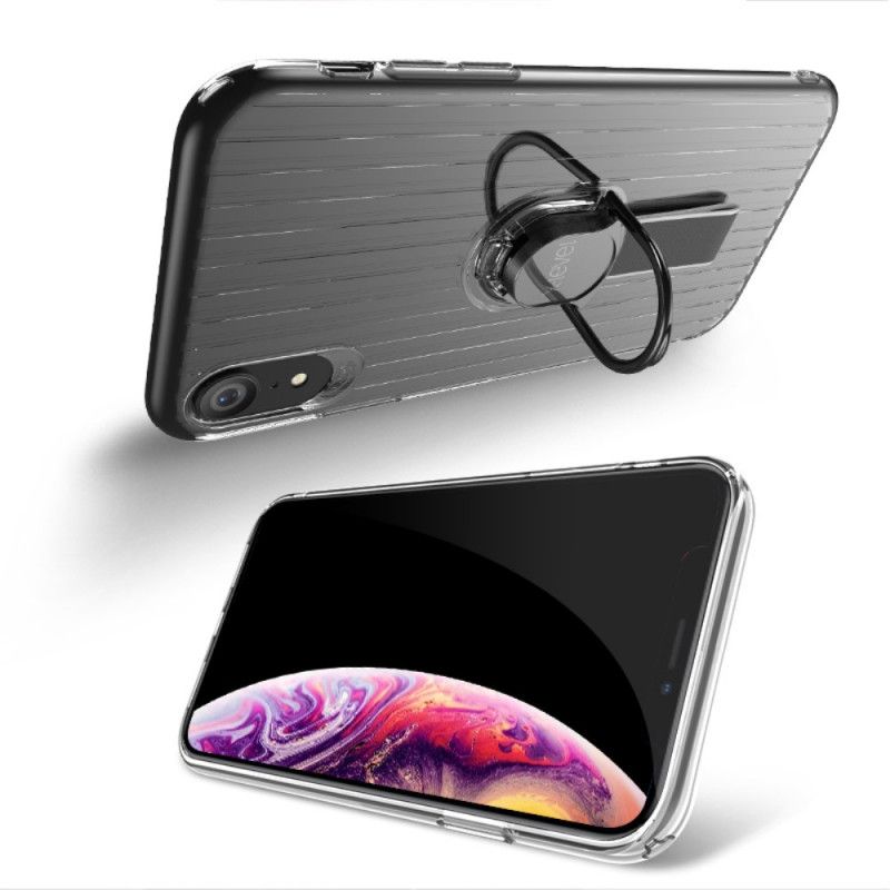 Hülle Für iPhone XR Schwarz Transparenter Ringträger