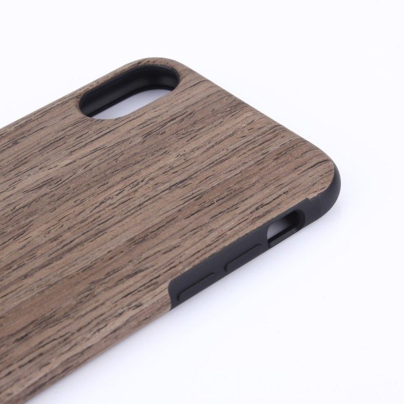 Hülle iPhone XR Dunkelbraun Einkörniges Holz