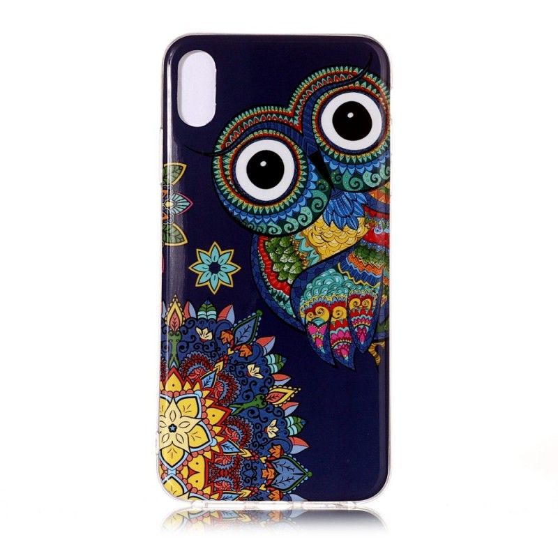 Hülle iPhone XR Fluoreszierende Mandala-Eule