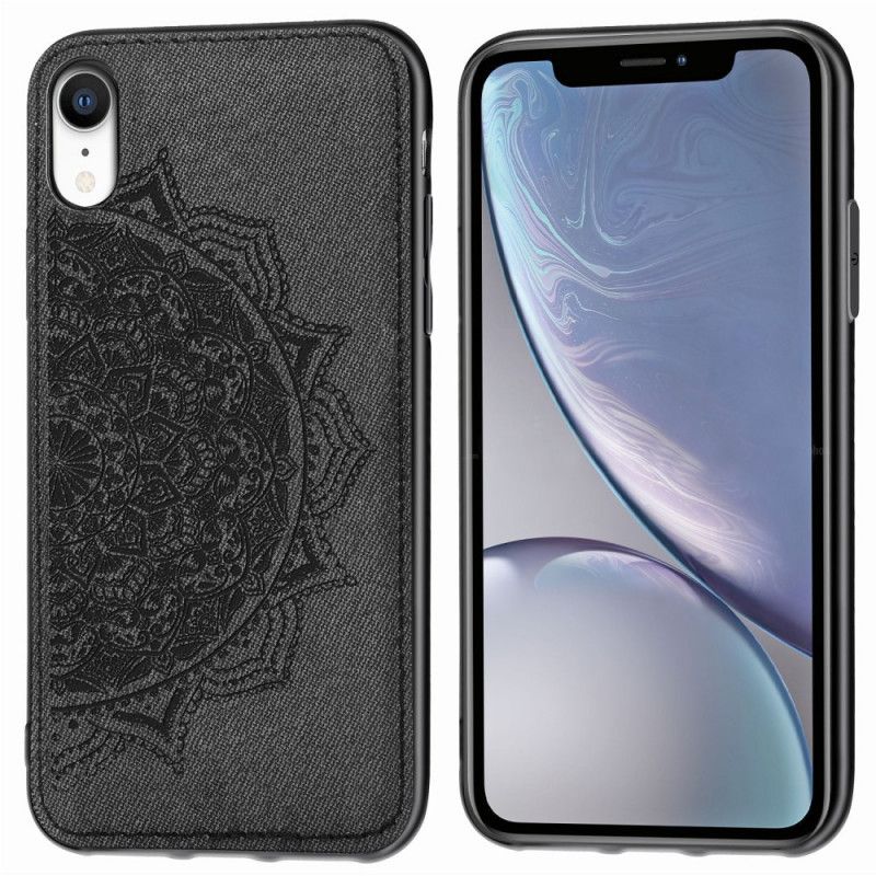 Hülle iPhone XR Grau Stoff- Und Mandala-Textur