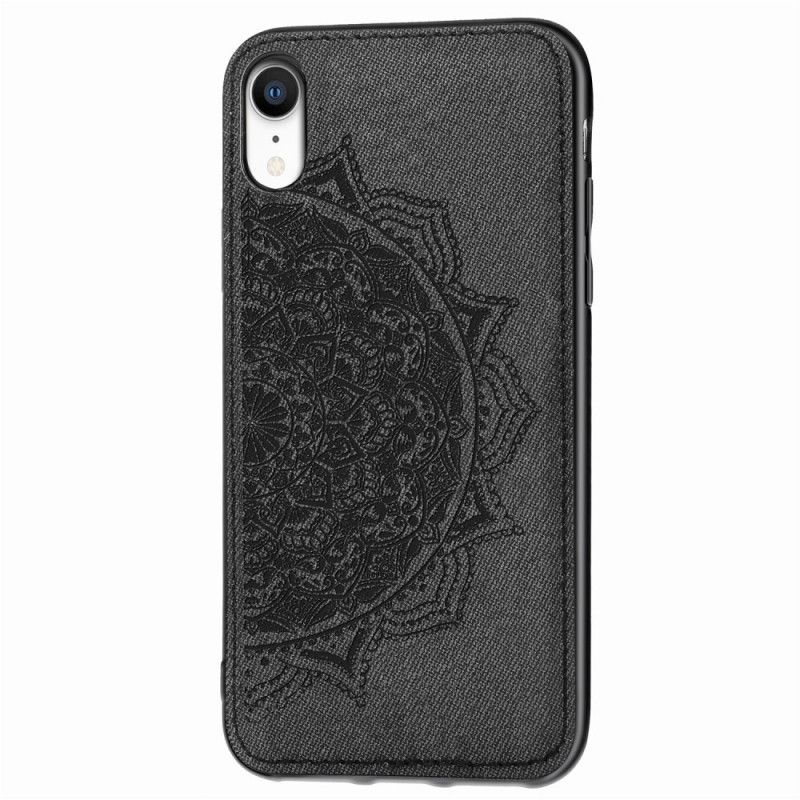 Hülle iPhone XR Grau Stoff- Und Mandala-Textur