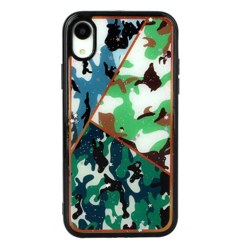 Hülle iPhone XR Grün Tarnung Aus Silikon Und Epoxidmarmor
