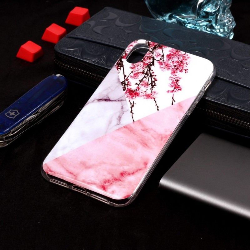 Hülle iPhone XR Handyhülle Marmorierte Pflaumenblüten