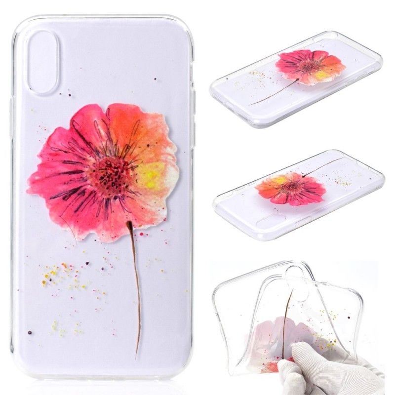 Hülle iPhone XR Handyhülle Transparente Aquarellmohnblume