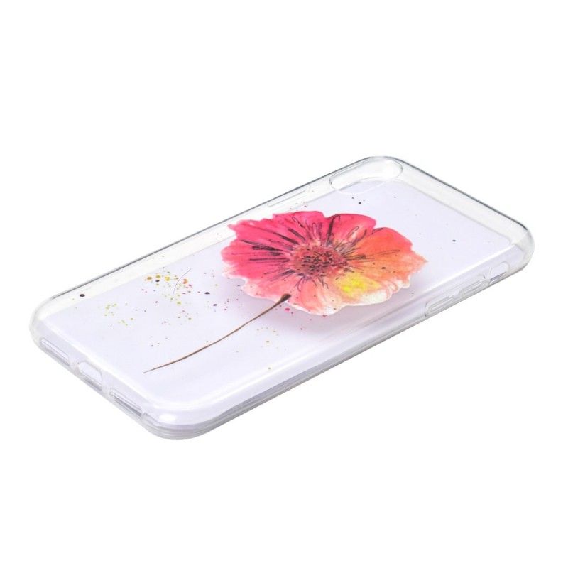 Hülle iPhone XR Handyhülle Transparente Aquarellmohnblume