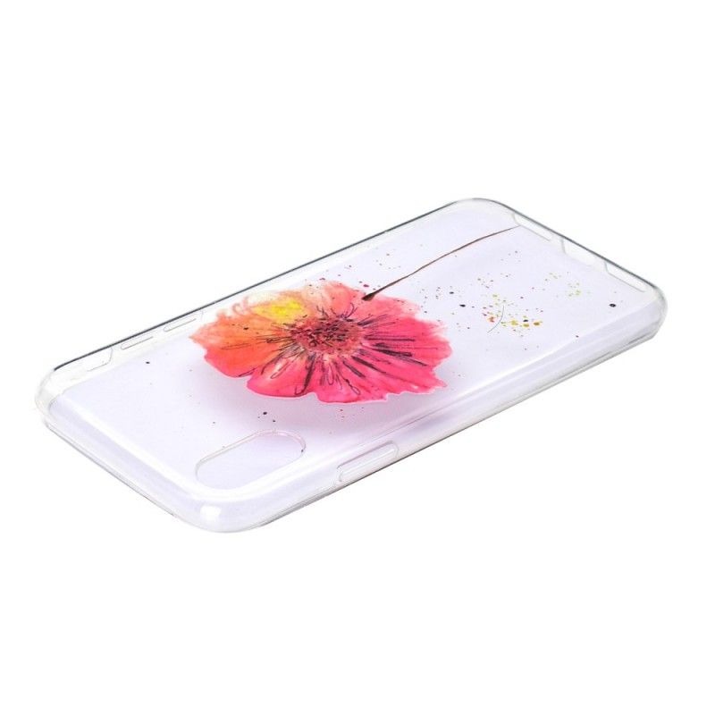 Hülle iPhone XR Handyhülle Transparente Aquarellmohnblume